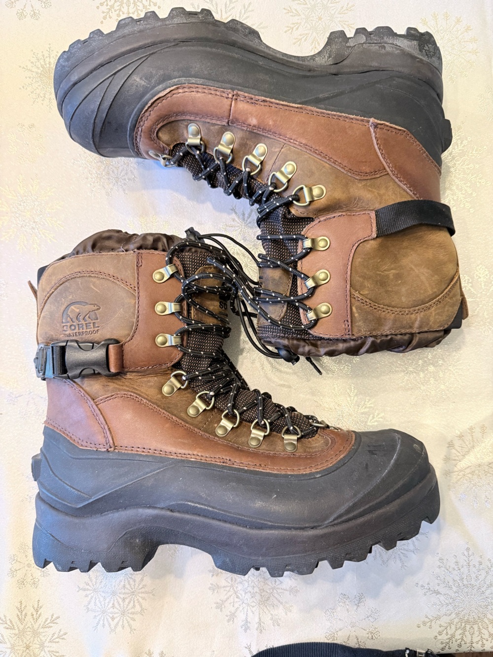 Sorel Conquest Winter Snow Boot Waterproof Leather WARM Bark colorway Men's 11